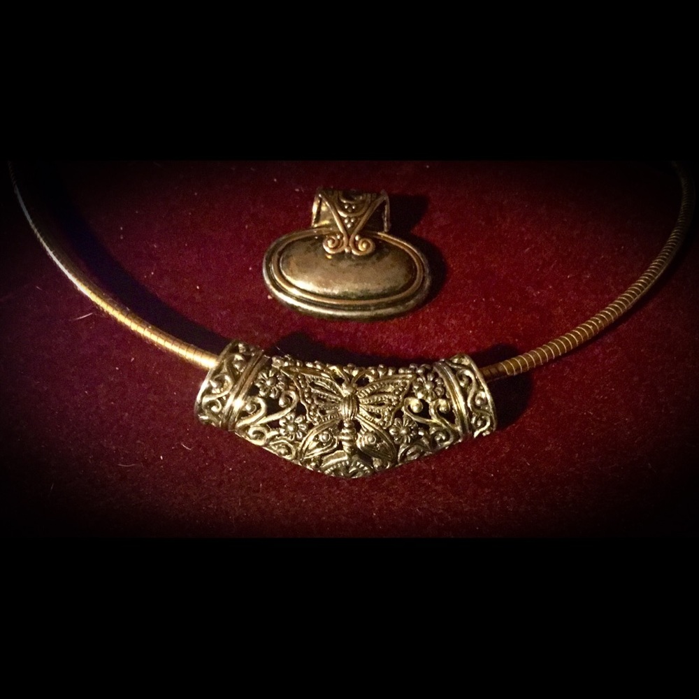 18kt over SS Slide Necklace with two slides